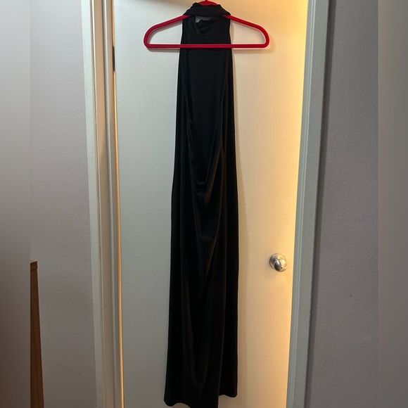 XL Norma Kamali Halter Turtle Side Slit Gown black - Picture 10 of 16